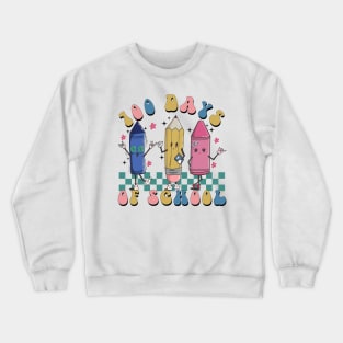 Retro 100 Days of School Shirt, Pencil 100th Day of School Teacher Crewneck Sweatshirt